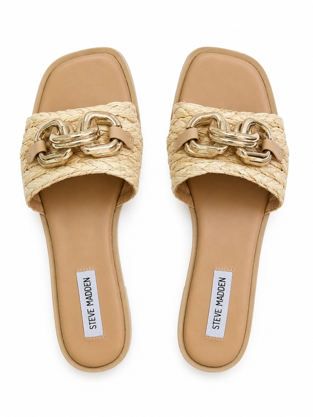 Steve Madden Gene Sandals Raffia Gold 8 Slide Cute Casual